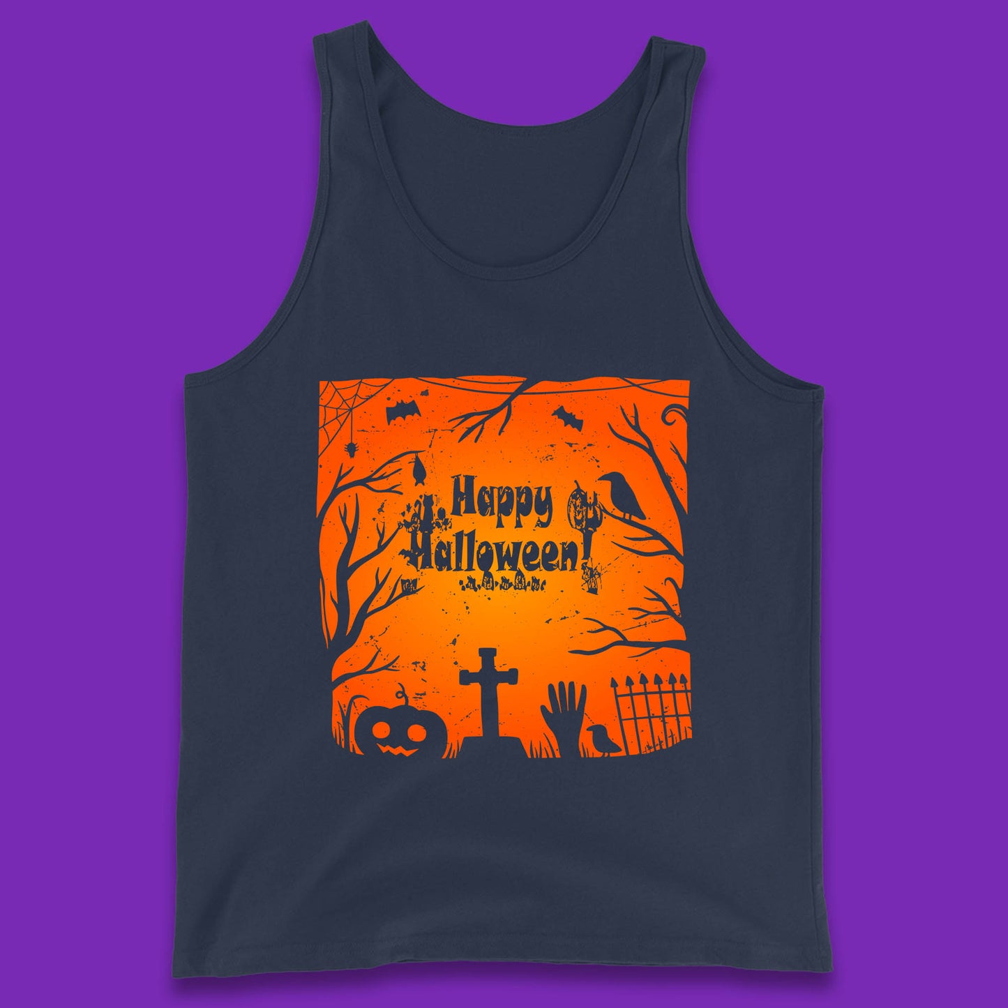Happy Halloween Witch Hand Cross Sign Scary Pumpin Spooky Terrific Halloween Night Tank Top