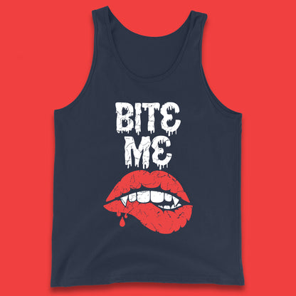 Bite Me Vampire Fangs Halloween Horror Lips Halloween Spooky Party Costume Tank Top