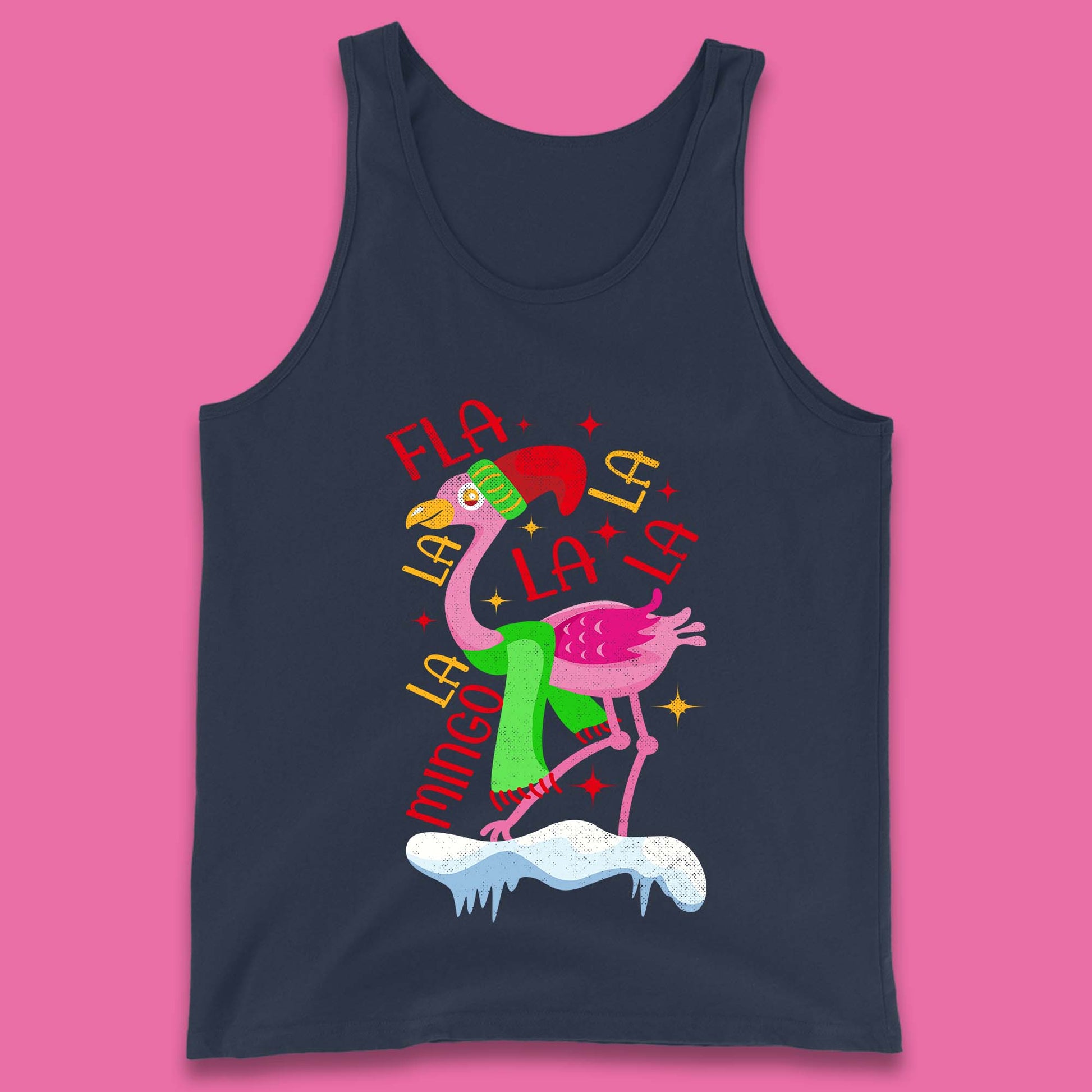 pink flamingo christmas tank top
