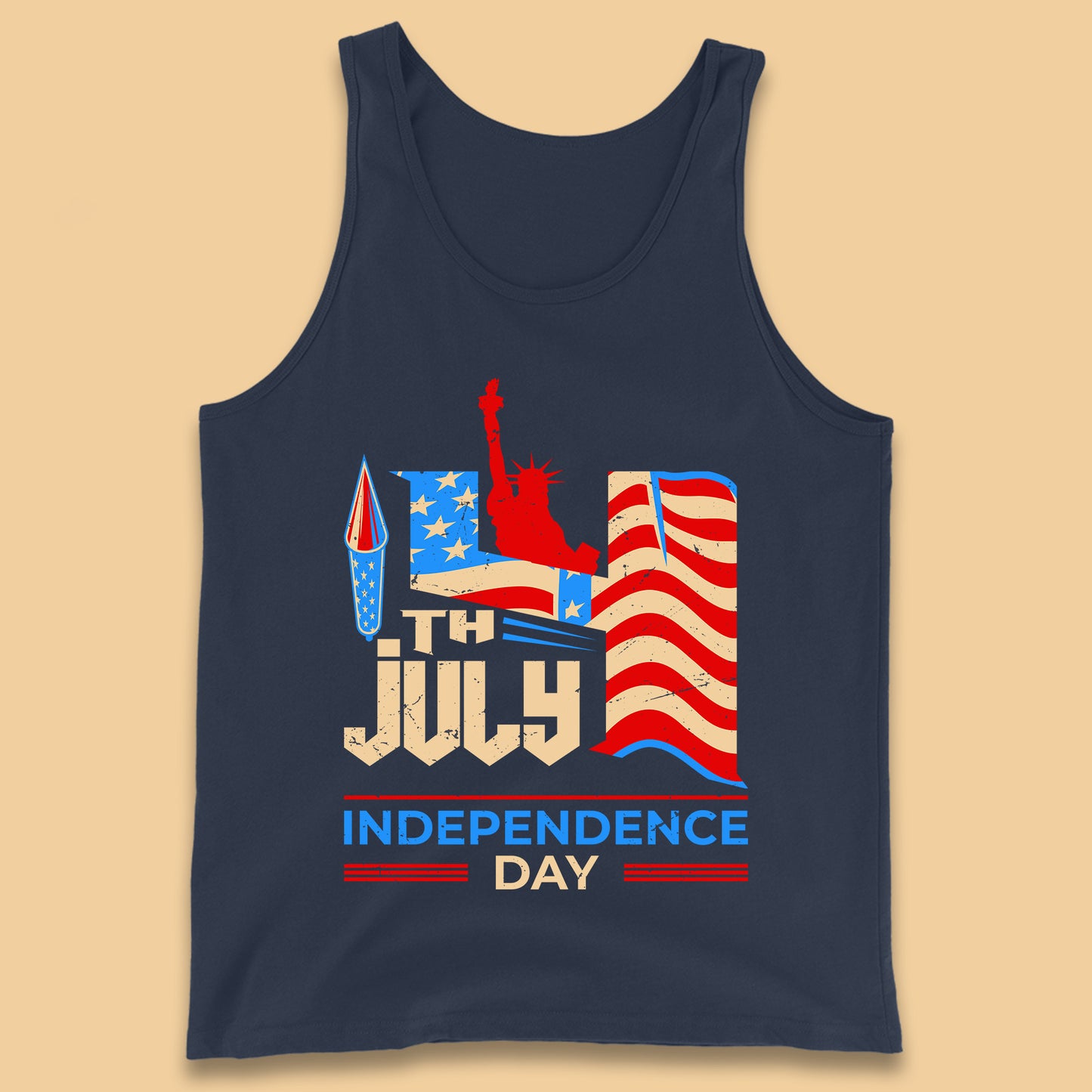 Statue Of Liberty 4th July USA Independence Day Celebration Fireworks Tank Top