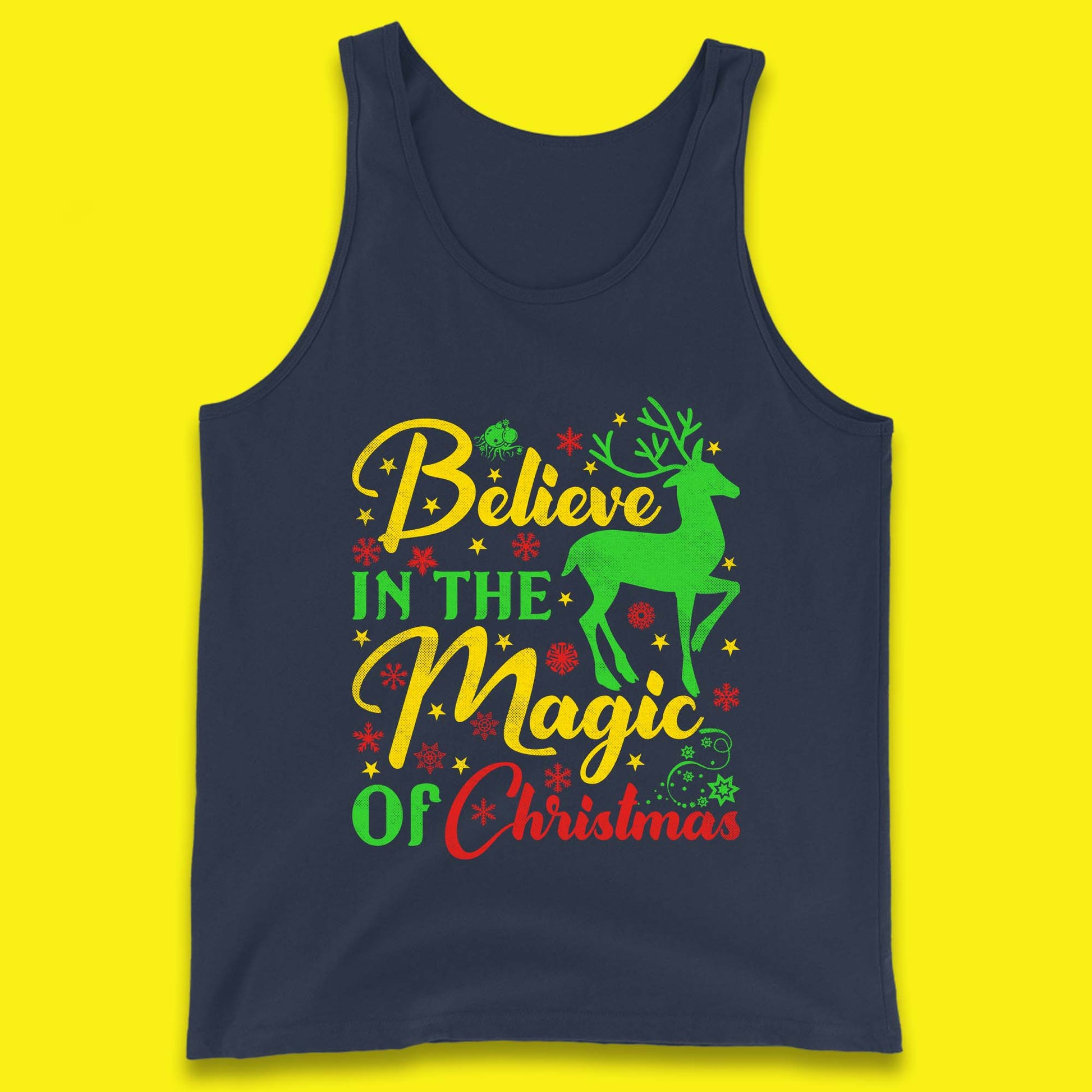 believe in the magic of christmas reindeer tank top