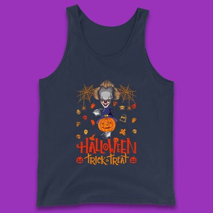Halloween Trick Or Treat Witch Hat Pumpkin IT Pennywise Clown Horror Scary Movie Fictional Character Tank Top