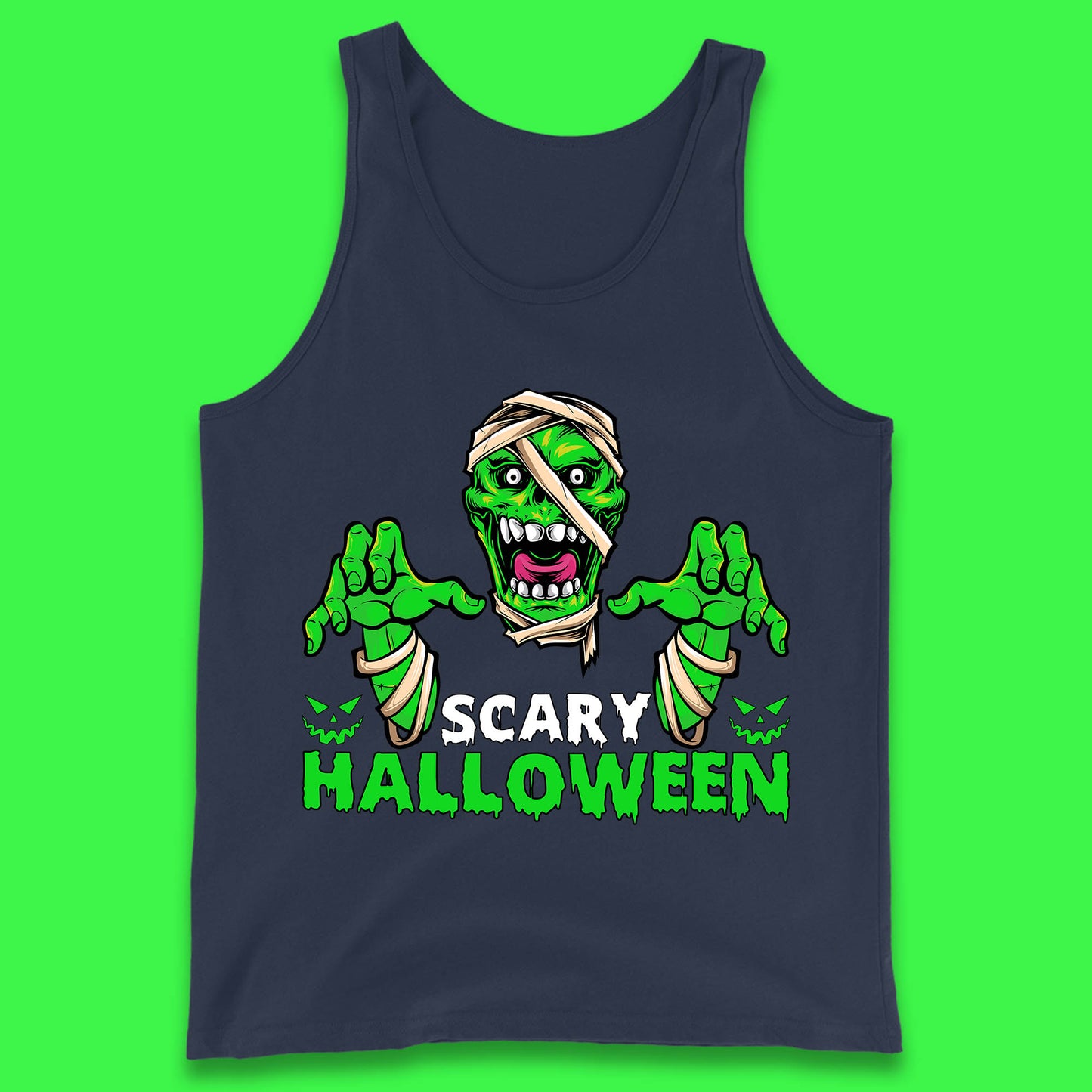 Scary Halloween Skull Zombie Mummy Horror Monster Zombie Hands Scary Vibes Tank Top