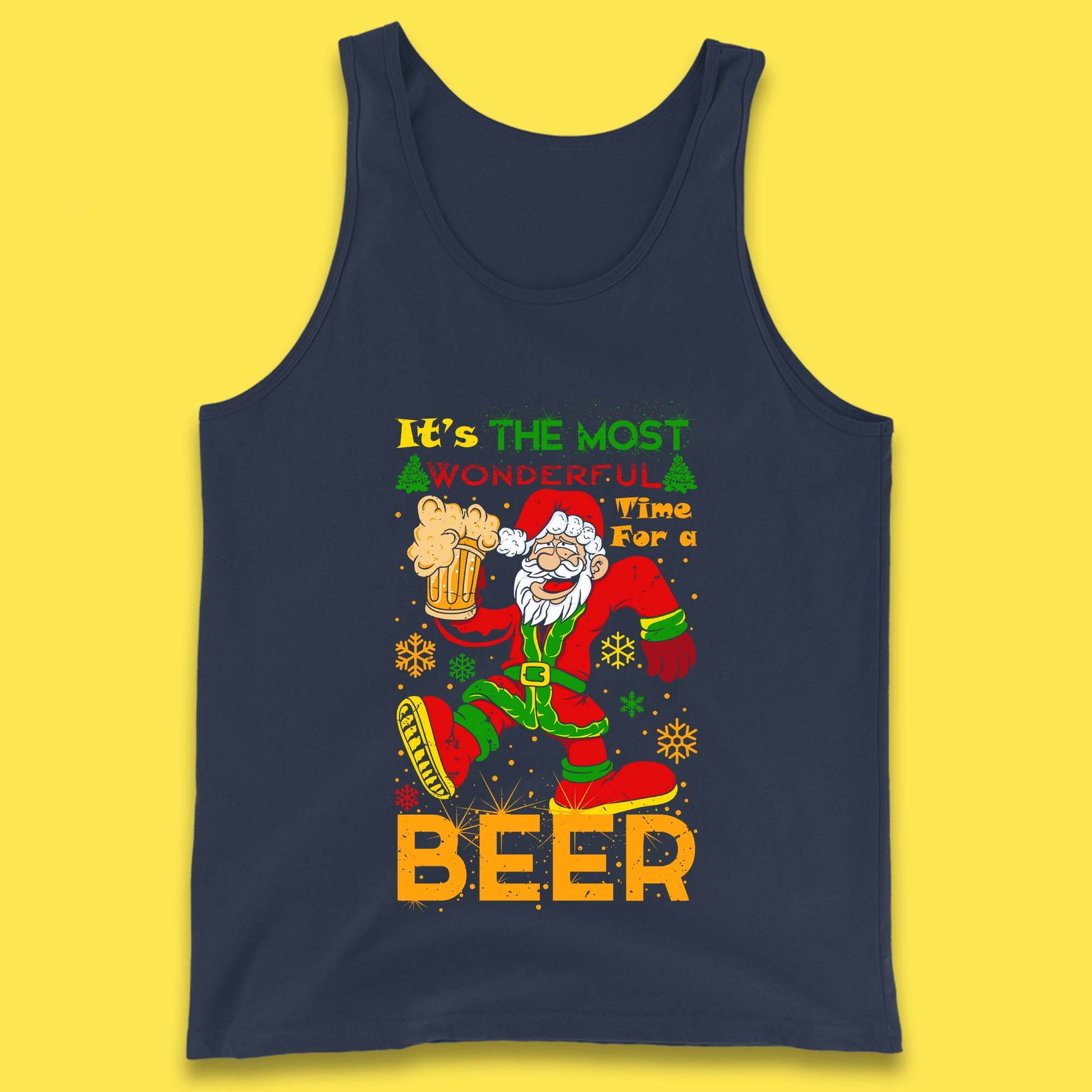 santa drink beer tank top