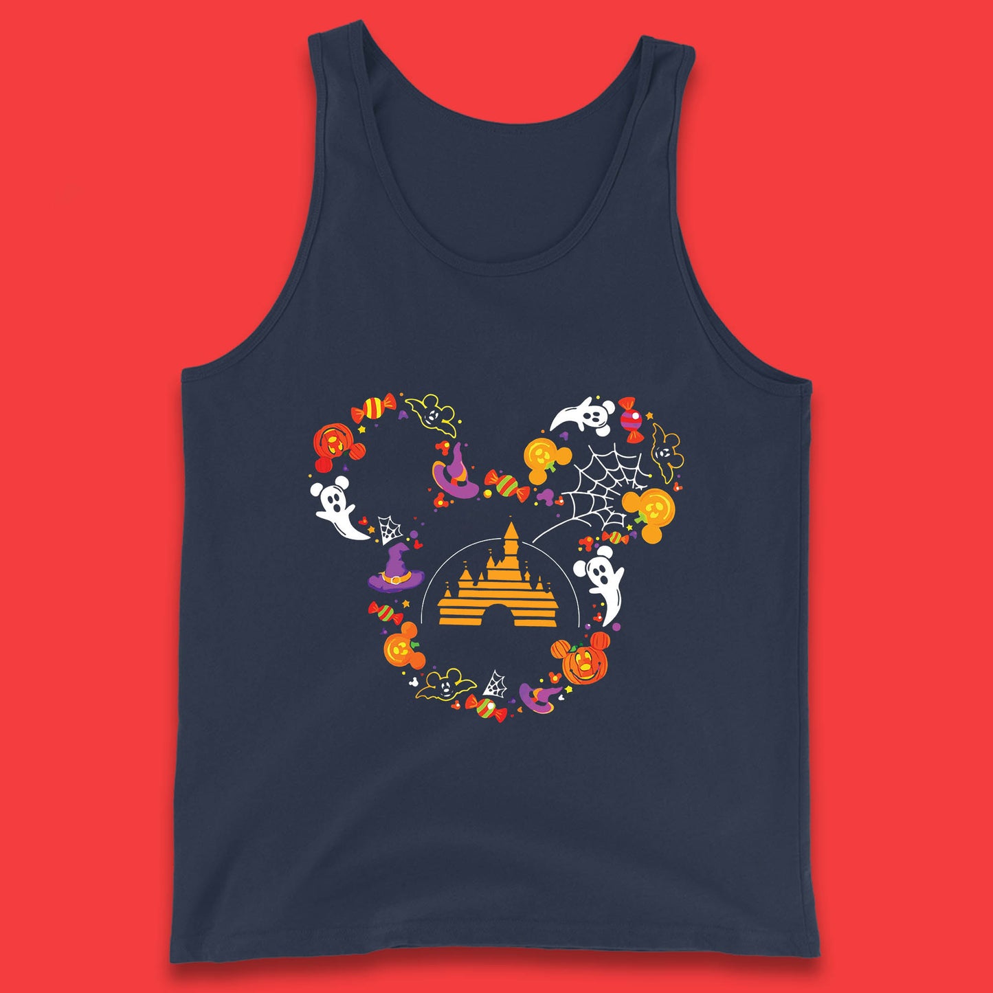Halloween Mickey Mouse Disney Castle Halloween Elements Scary Boo Tank Top