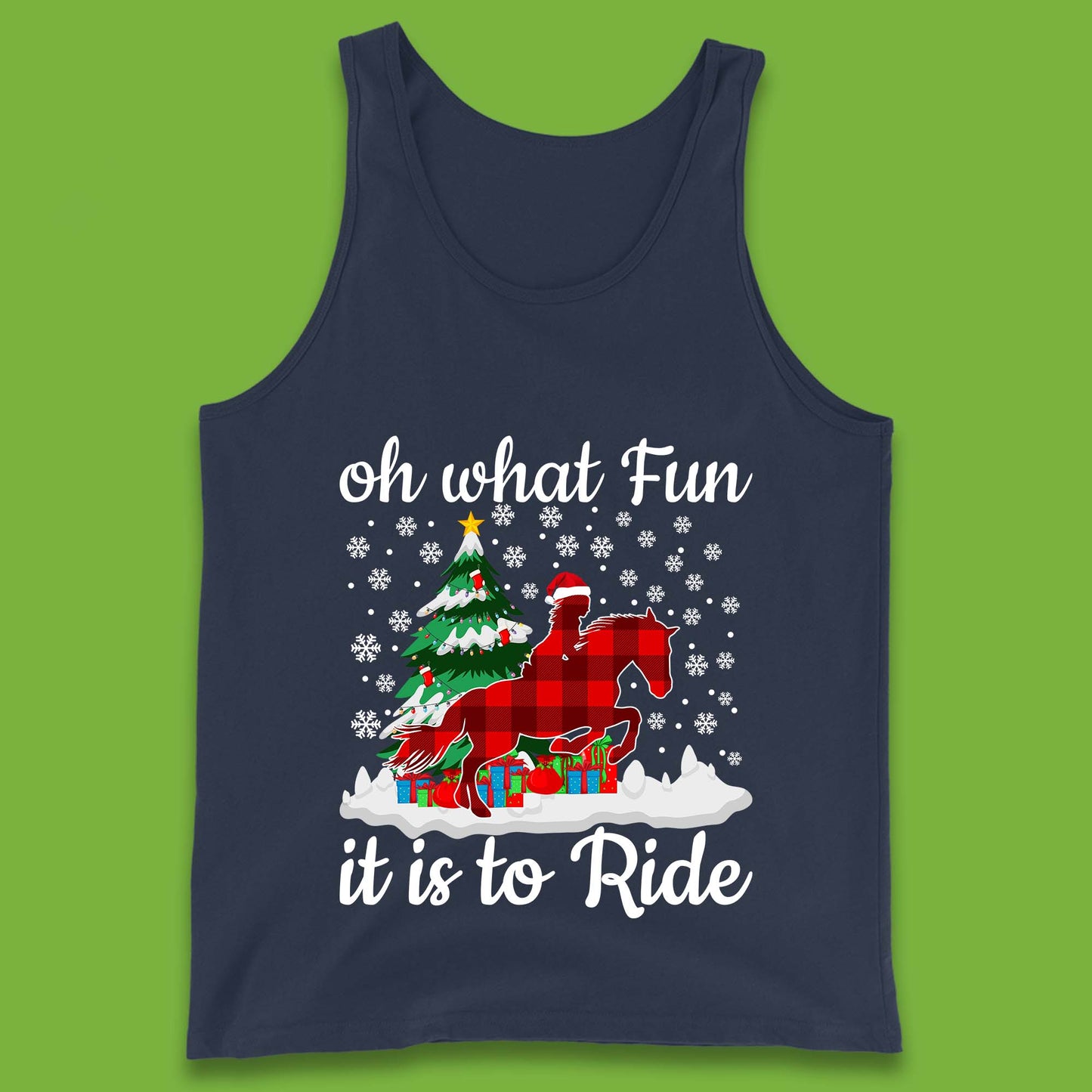 horse riding christmas tank top
