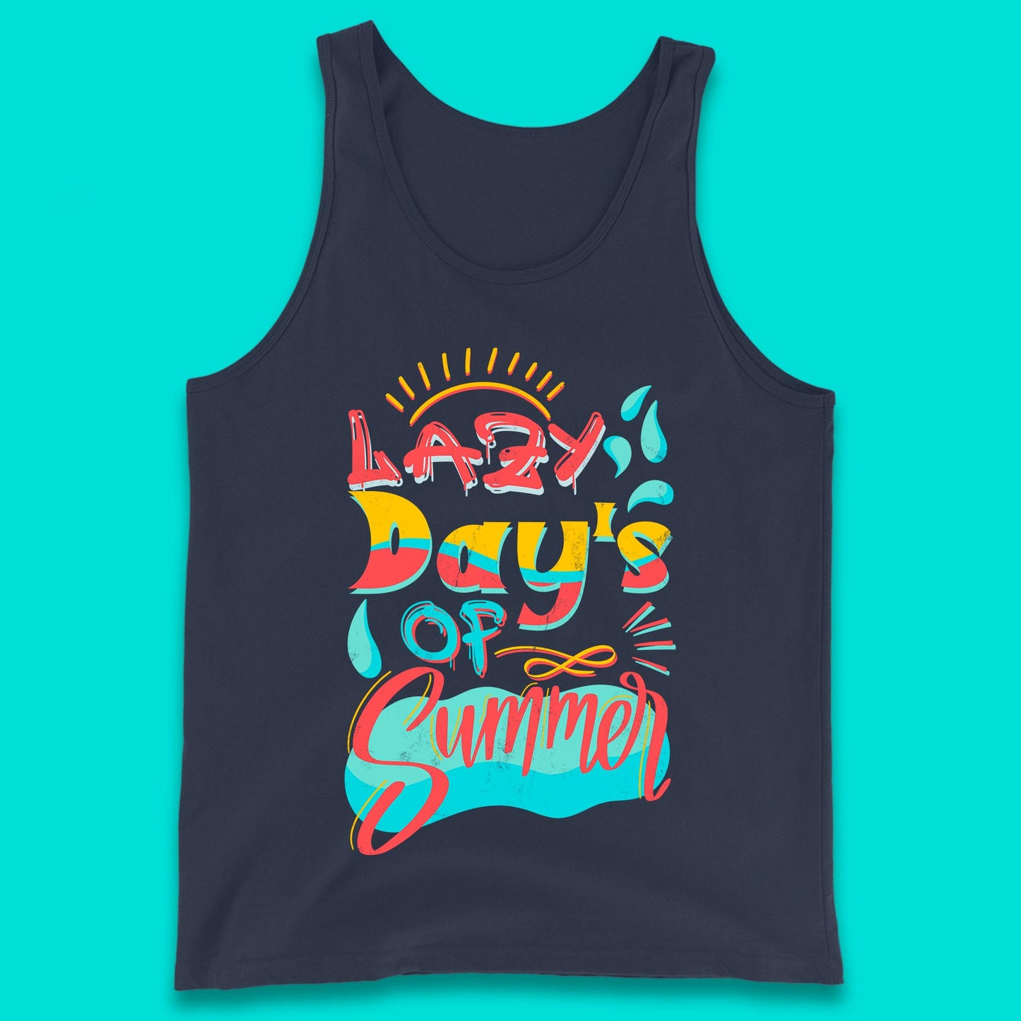 Lazy Days Of Summer Vintage Retro Sunset Surfer Beach Holiday Trip Tank Top