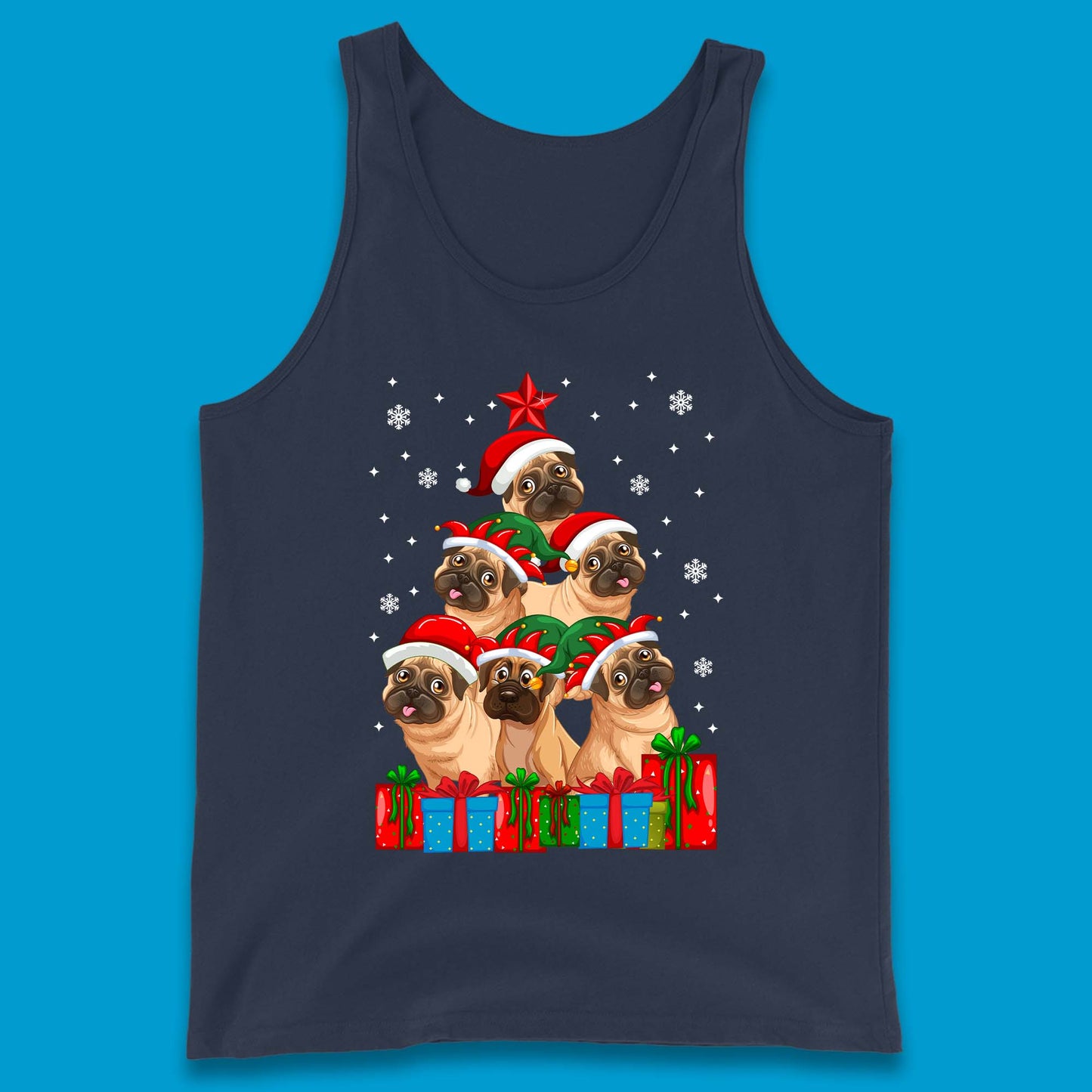 pug dog christmas tank top