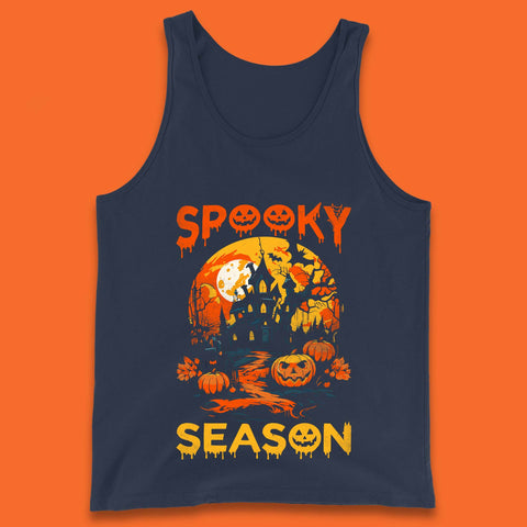 Spooky Season Happy Halloween Full Moon Dark Night Haunted House Tank Top