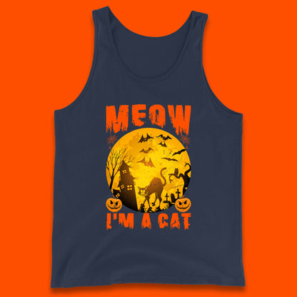 Meow I'm A Cat Halloween Black Cat Horror Scary Haunted House Tank Top