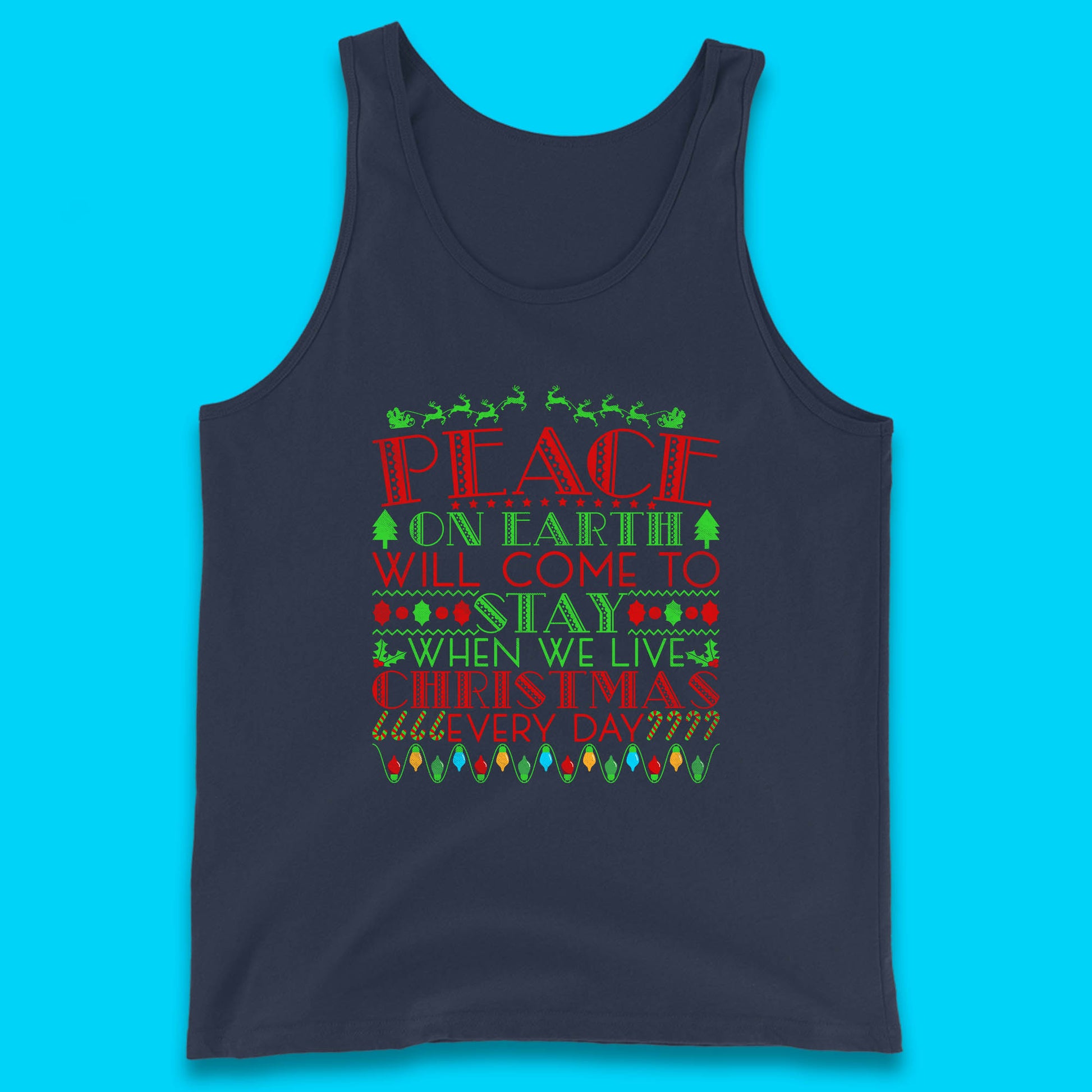 peace on earth christmas quote tank top