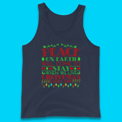 peace on earth christmas quote tank top