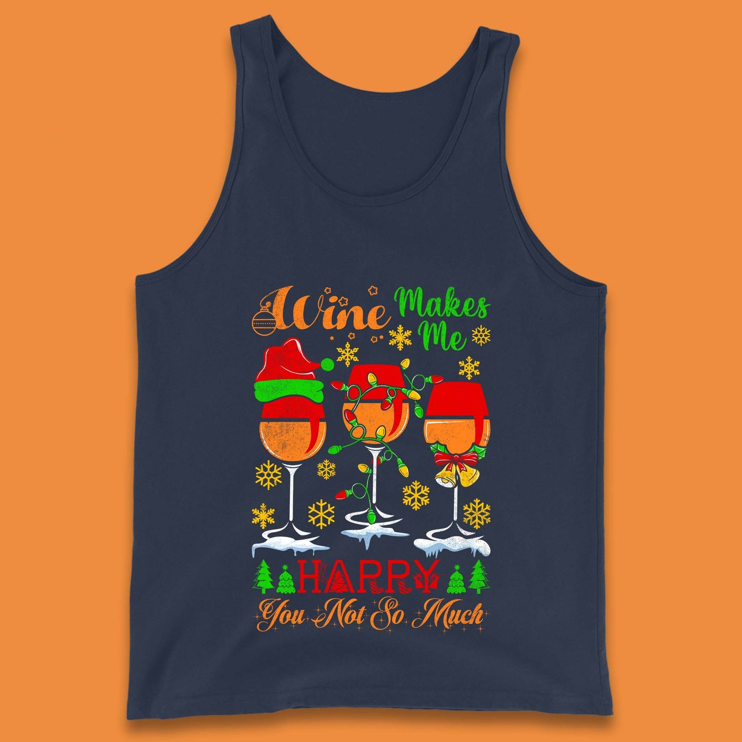 wine glasses christmas tank top