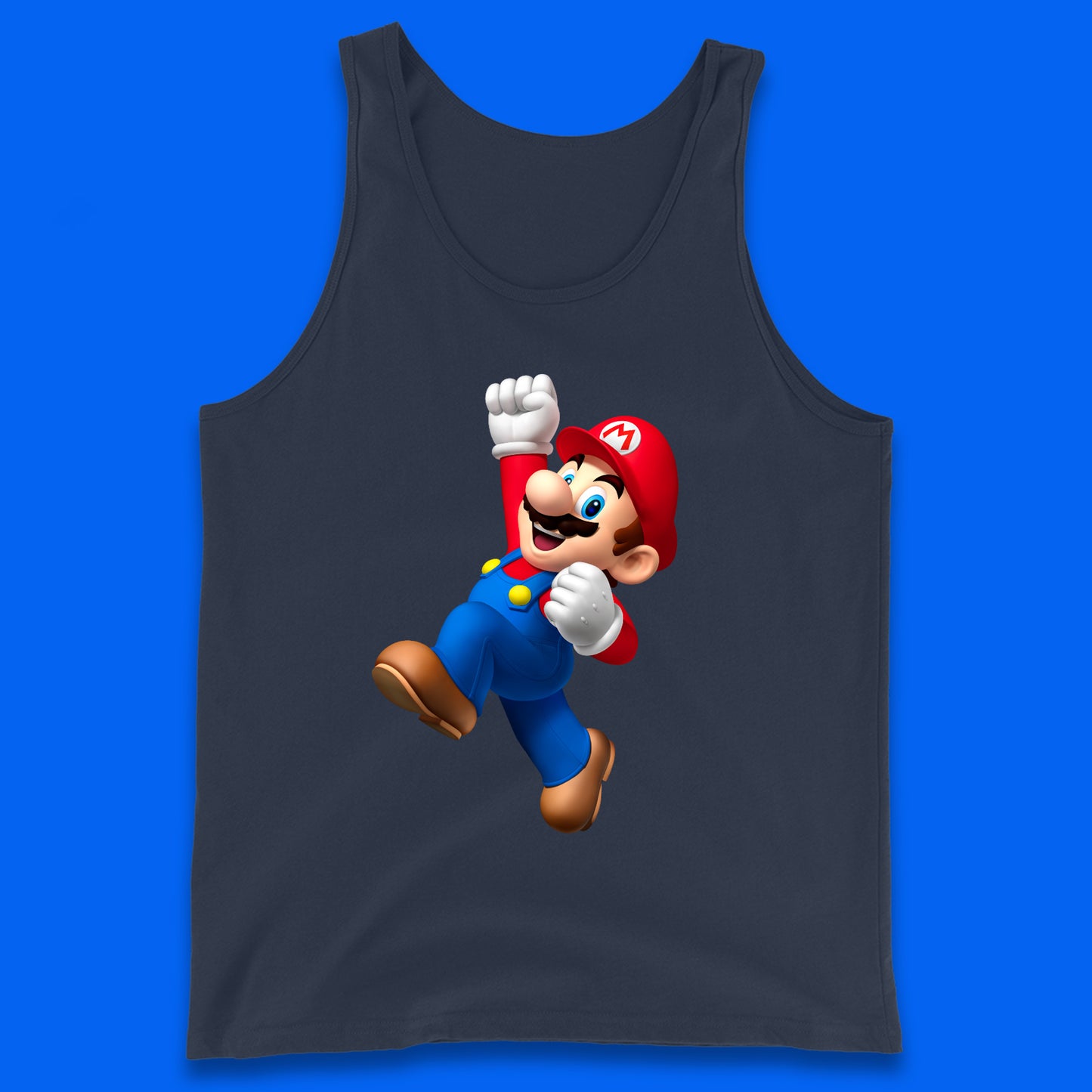 Super Mario Jumping In Happy Mood Funny Game Lovers Players Mario Bro Toad Retro Gaming Tank Top