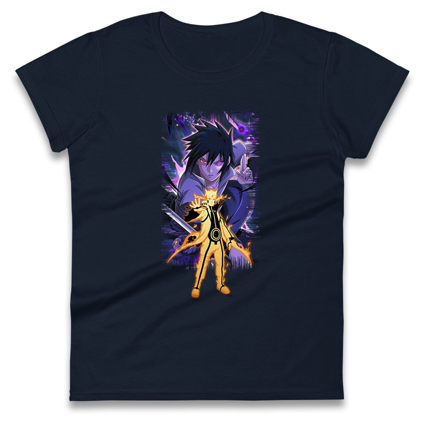sasuke uchiha and naruto uzumaki womens t shirt