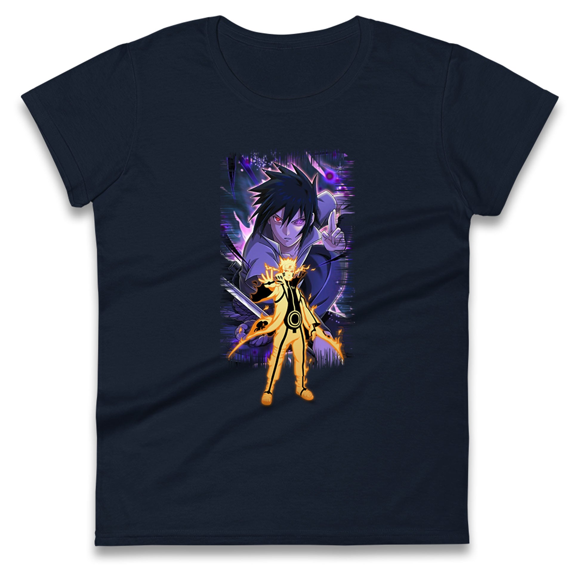 sasuke uchiha and naruto uzumaki womens t shirt