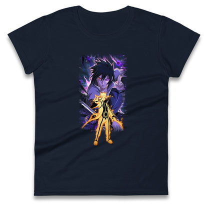 sasuke uchiha and naruto uzumaki womens t shirt