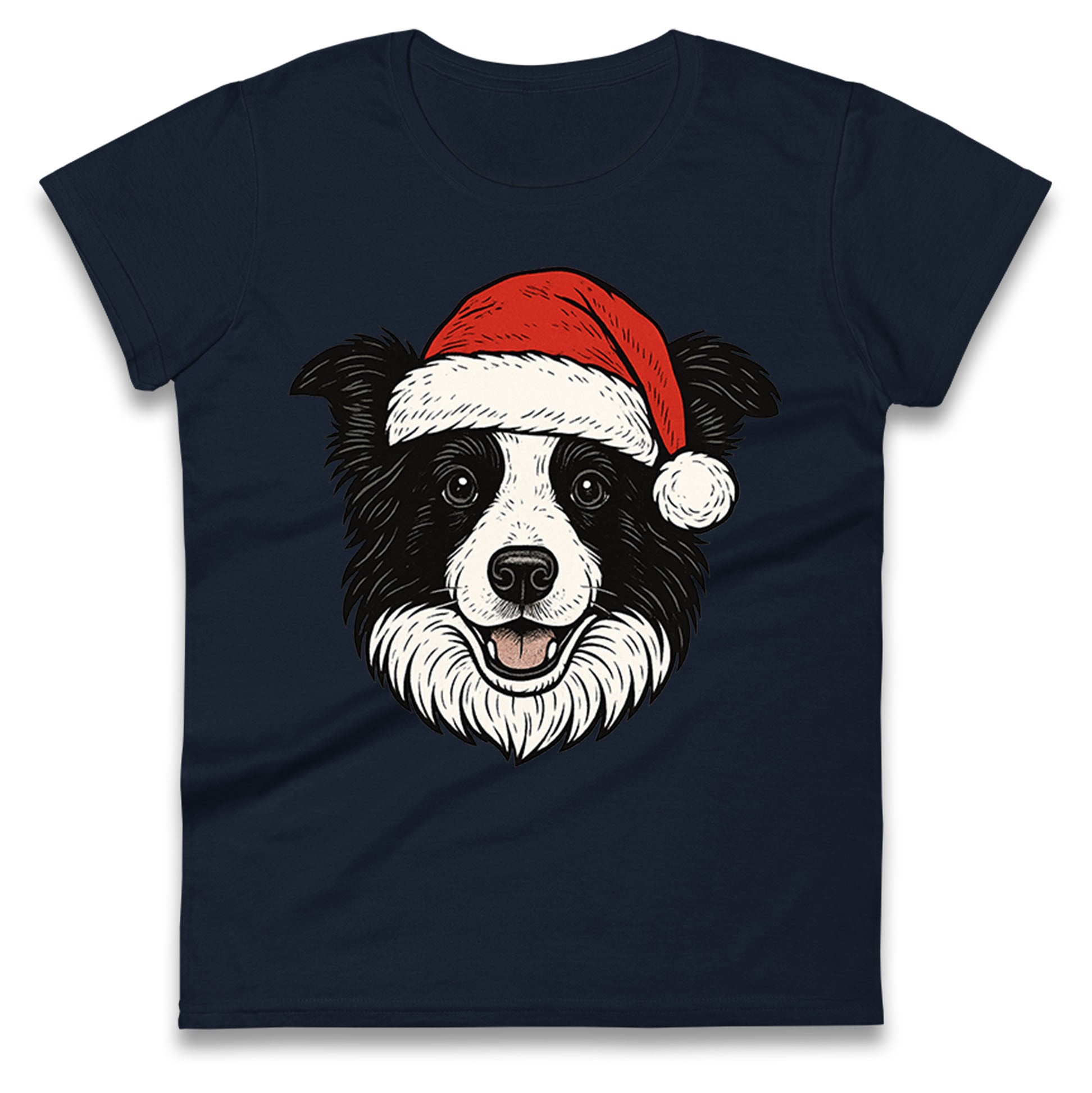 Border Collie Christmas Ladies T Shirt