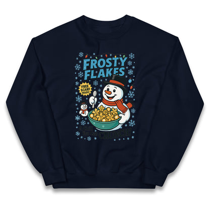 Frosty Flakes Snowman Christmas Kids Jumper