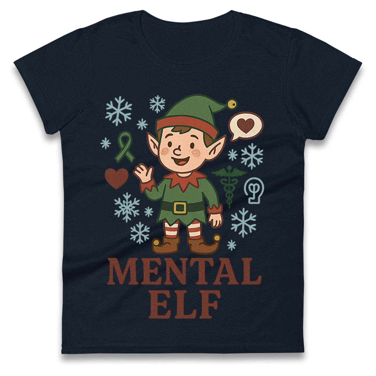 Mental Health Christmas Ladies T Shirt