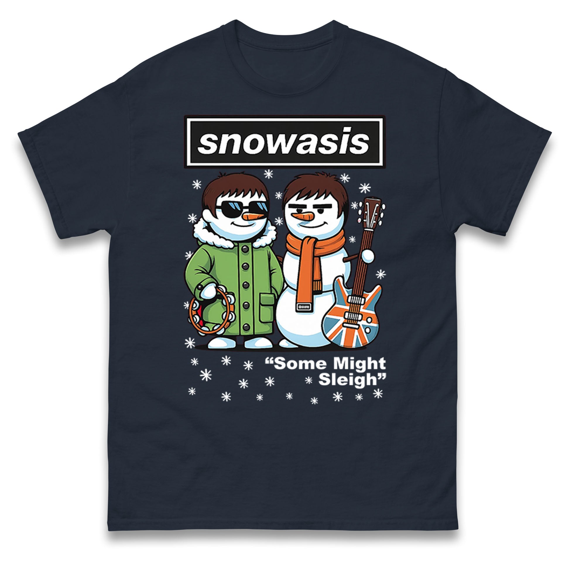 Funny Snowasis Might Sleigh Xmas Music Band  T Shirt
