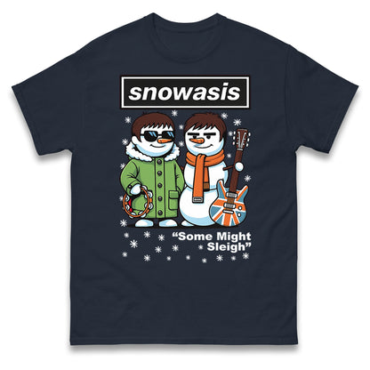 Funny Snowasis Might Sleigh Xmas Music Band  T Shirt