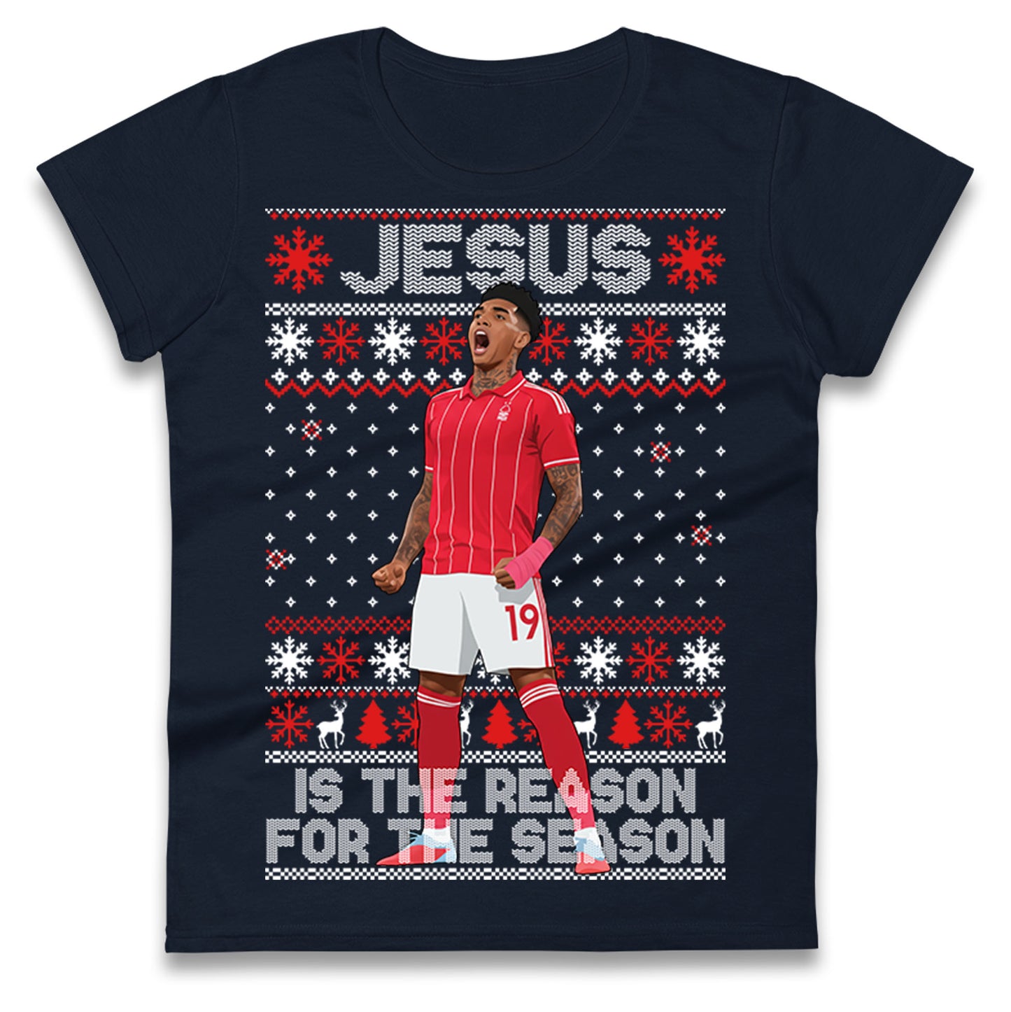 Nottm Forest FC Christmas Ladies T Shirt