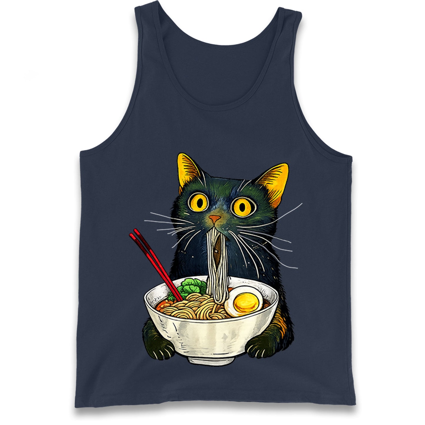 Ramen Noodle Black Cat Foodie Lover Meme Tank Top