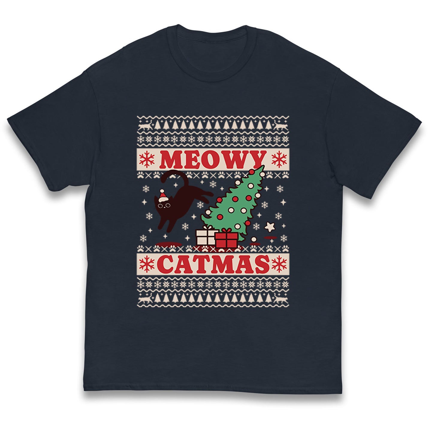 Christmas Cat Kids T Shirt