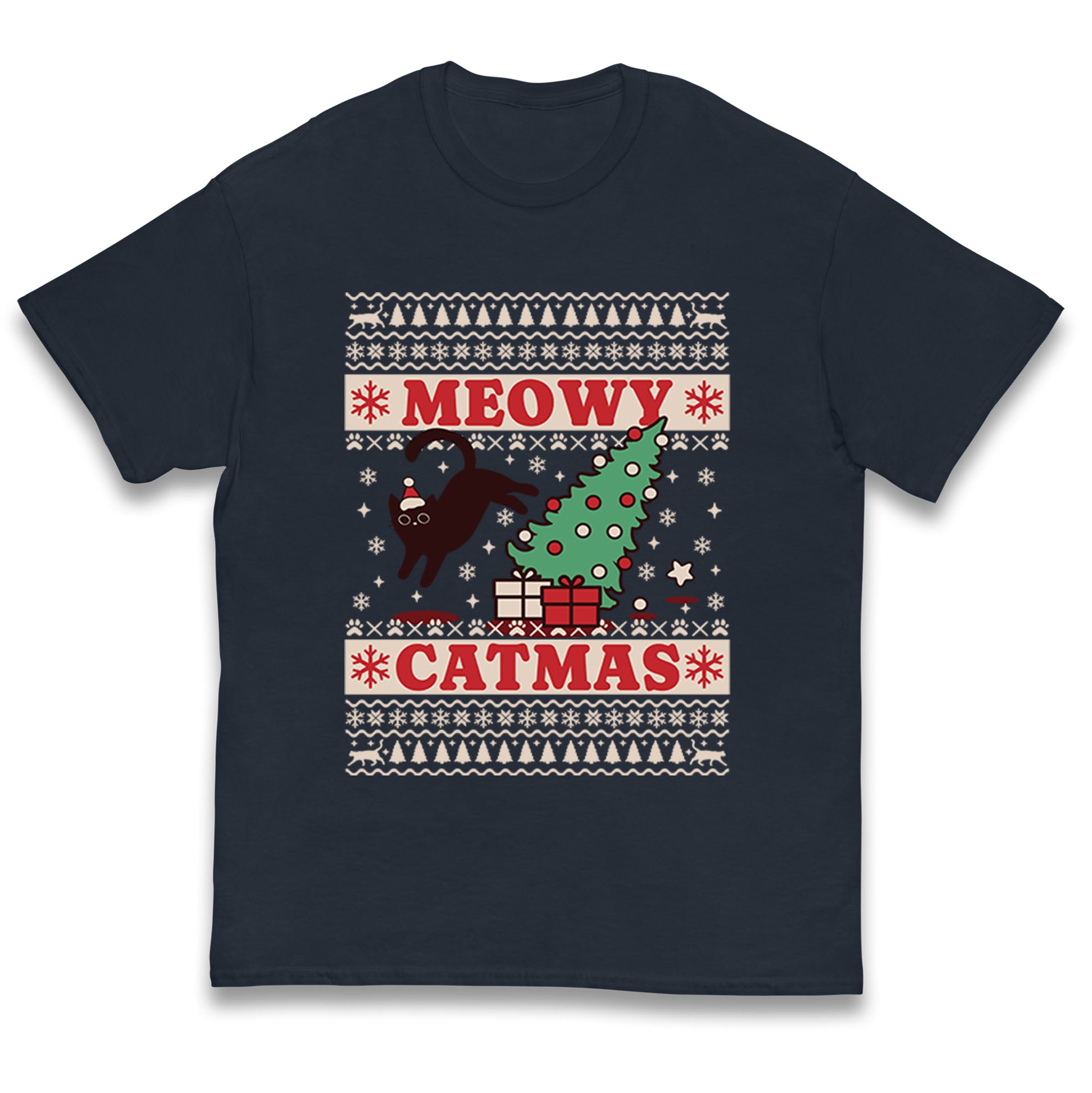 Christmas Cat Kids T Shirt