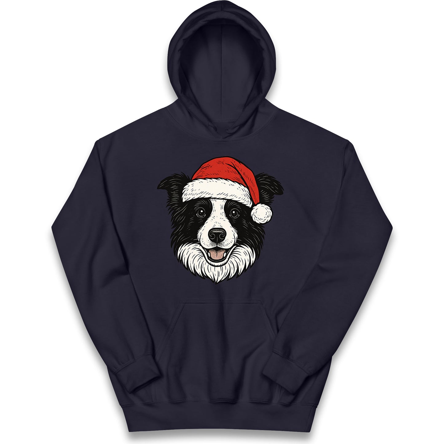 Border Collie Face Christmas Kids Hoodie