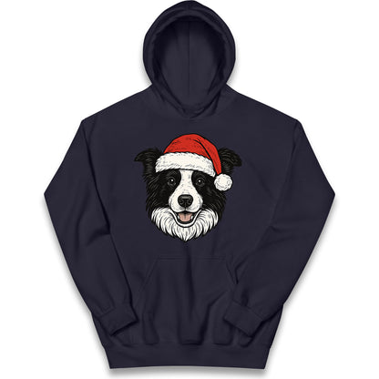 Border Collie Face Christmas Kids Hoodie