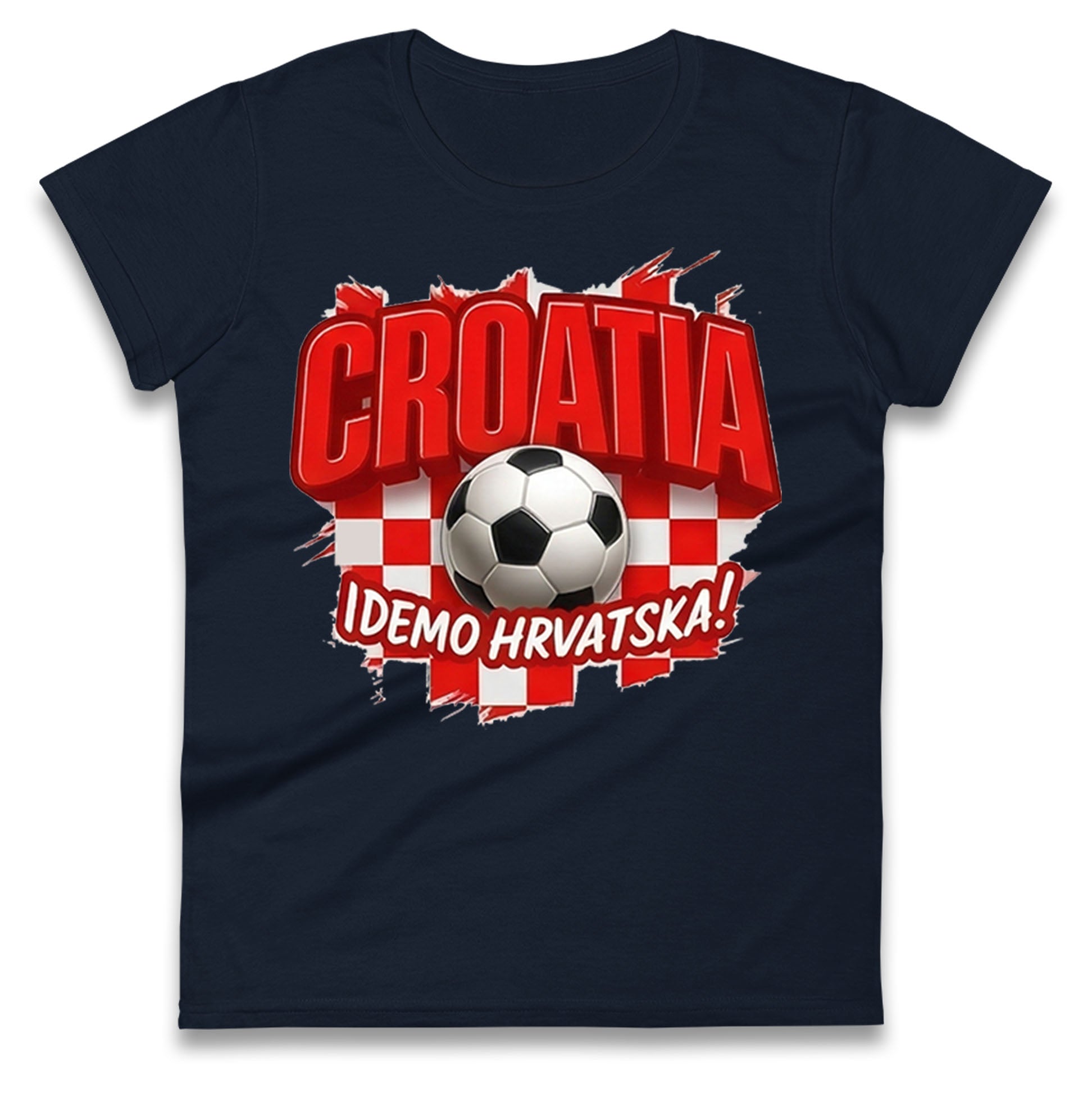 Croatia Retro World Cup Ladies T Shirt