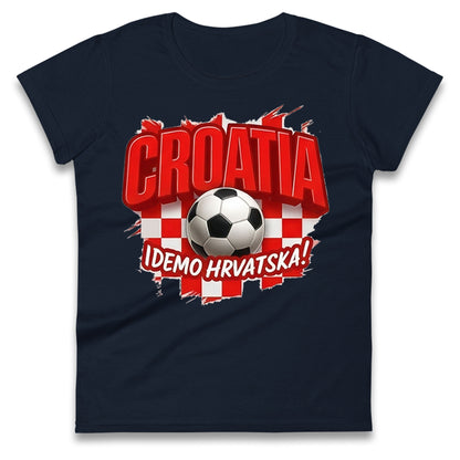 Croatia Retro World Cup Ladies T Shirt