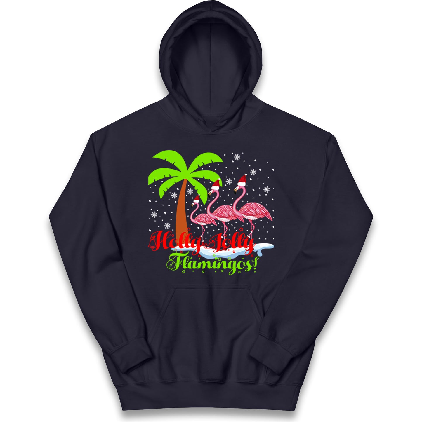 Holly Jolly Flamingos Christmas Kids Hoodie