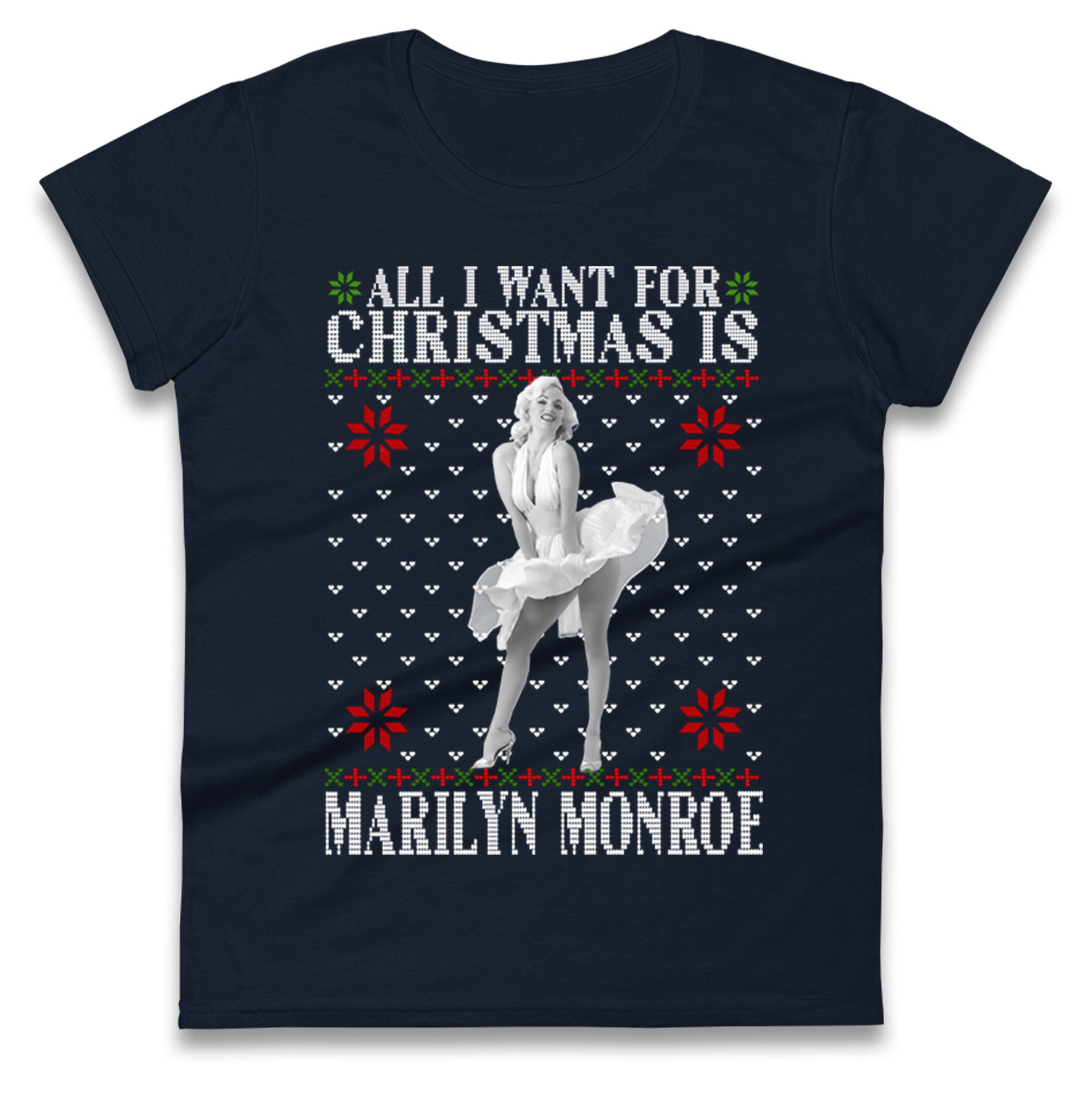 marilyn monroe christmas womens t shirt