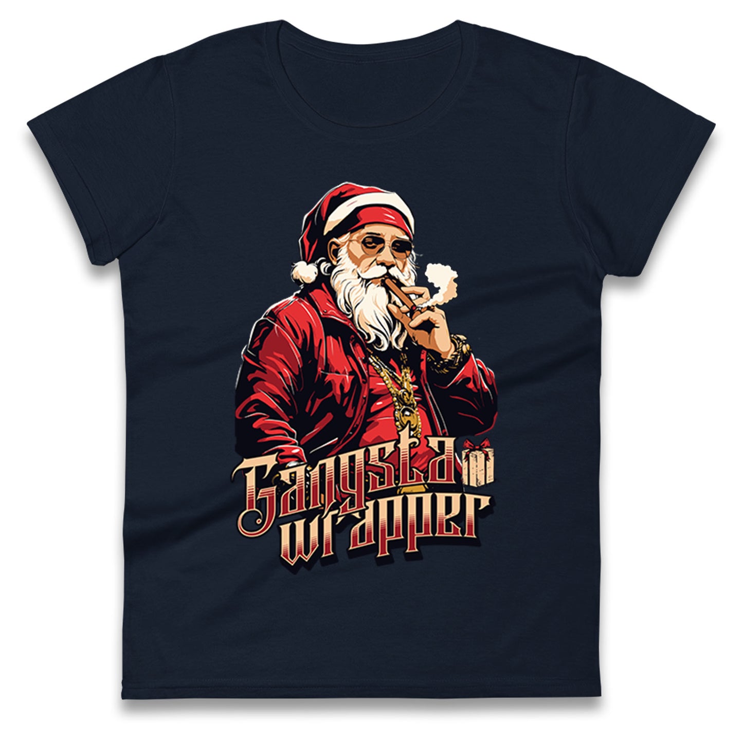 Santa Claus Gangster Ladies T Shirt