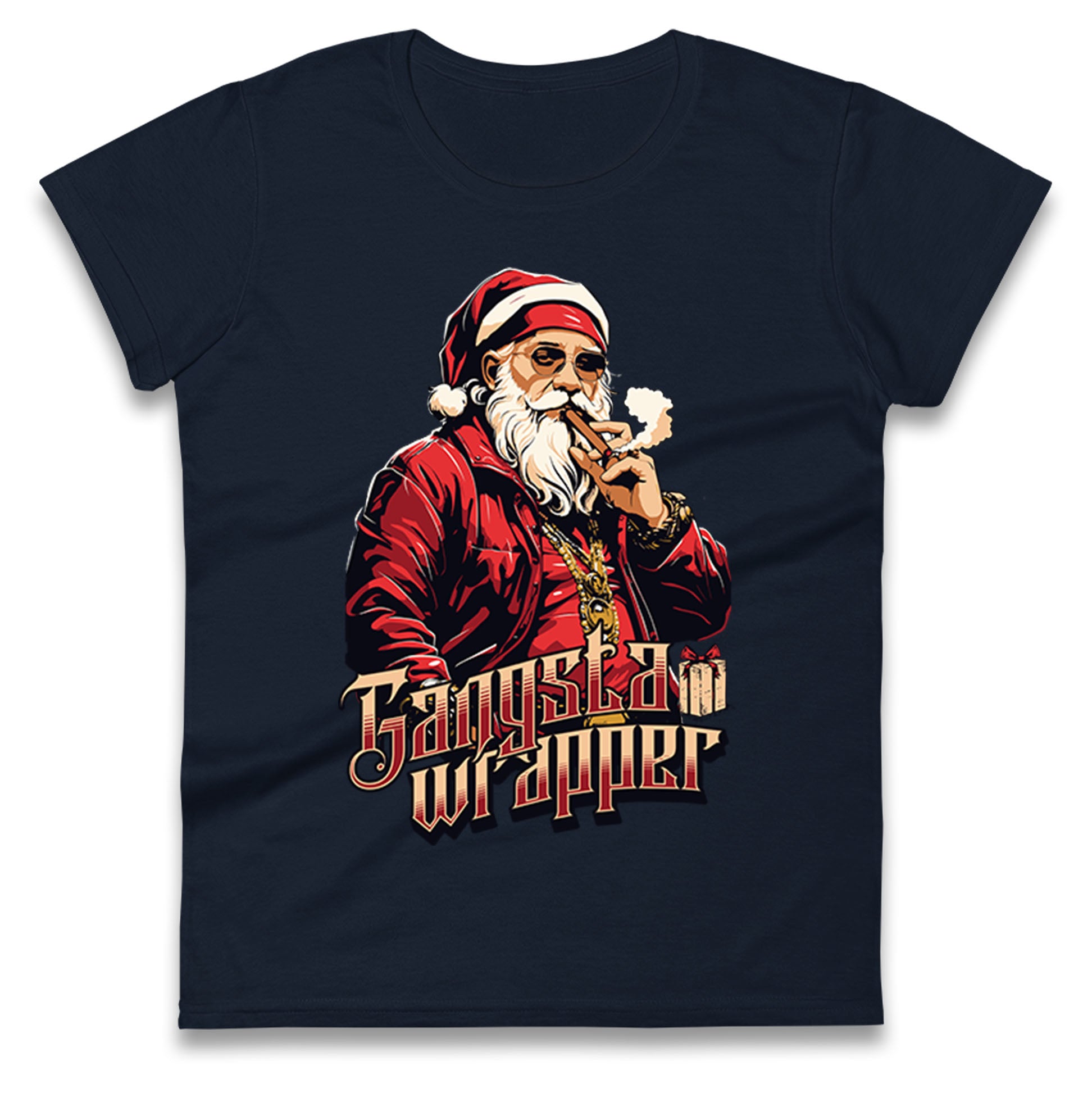 Santa Claus Gangster Ladies T Shirt