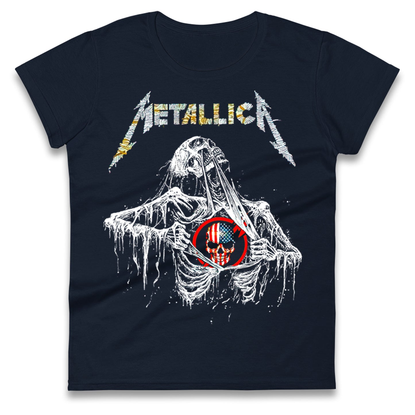Metallica USA Skull Ladies T Shirt 