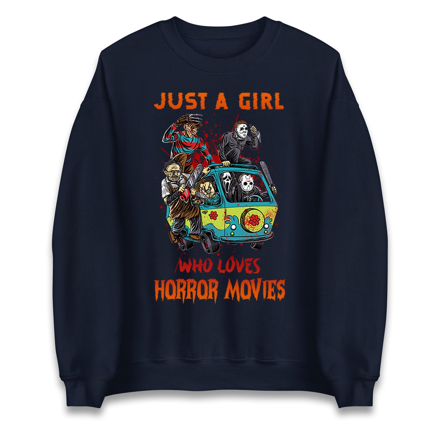 Just A Girl Who Loves Horror Movies Halloween Sweatshirt
