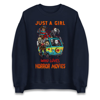 Just A Girl Who Loves Horror Movies Halloween Sweatshirt
