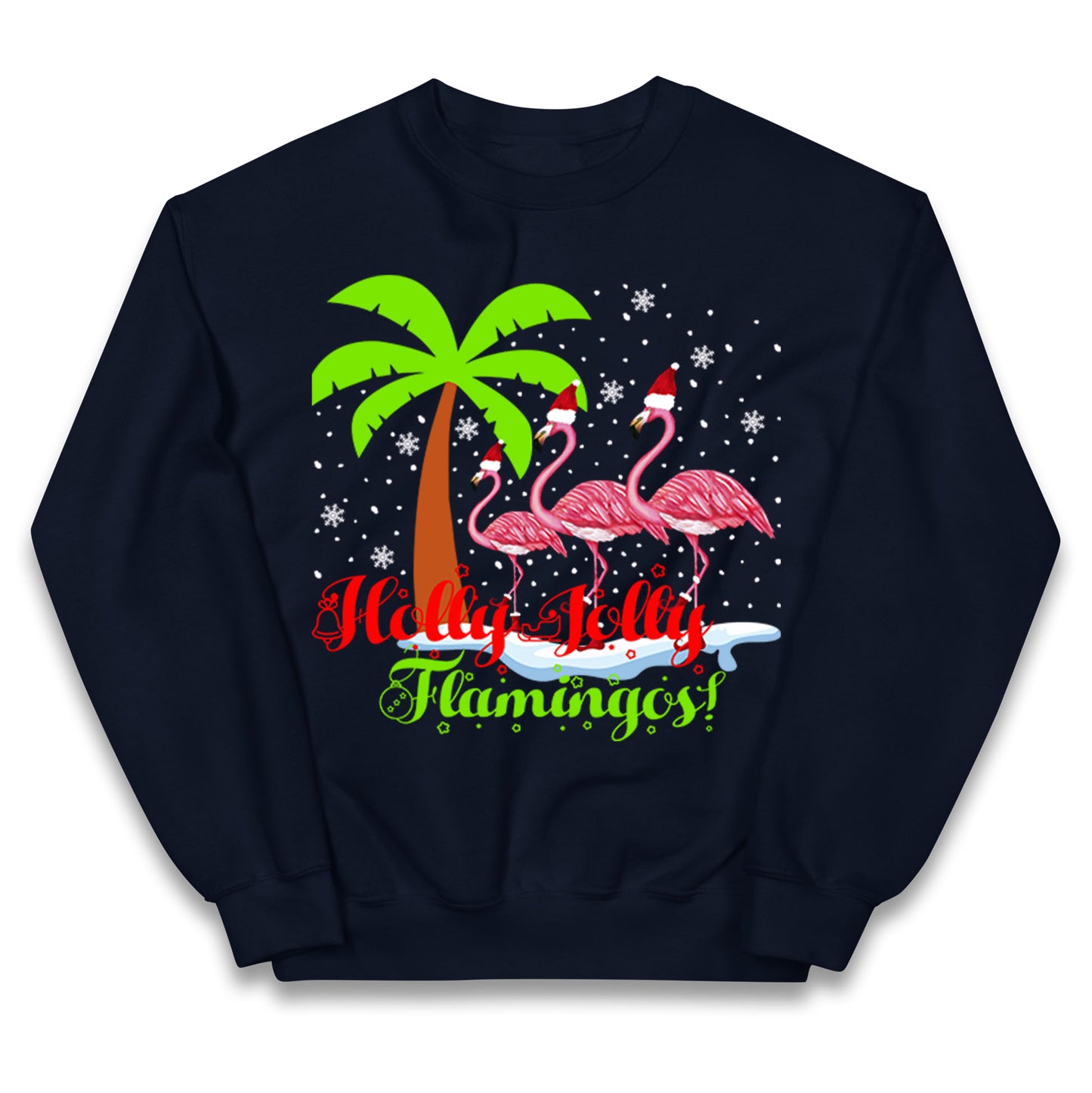 Holly Jolly Flamingos Christmas Kids Jumper