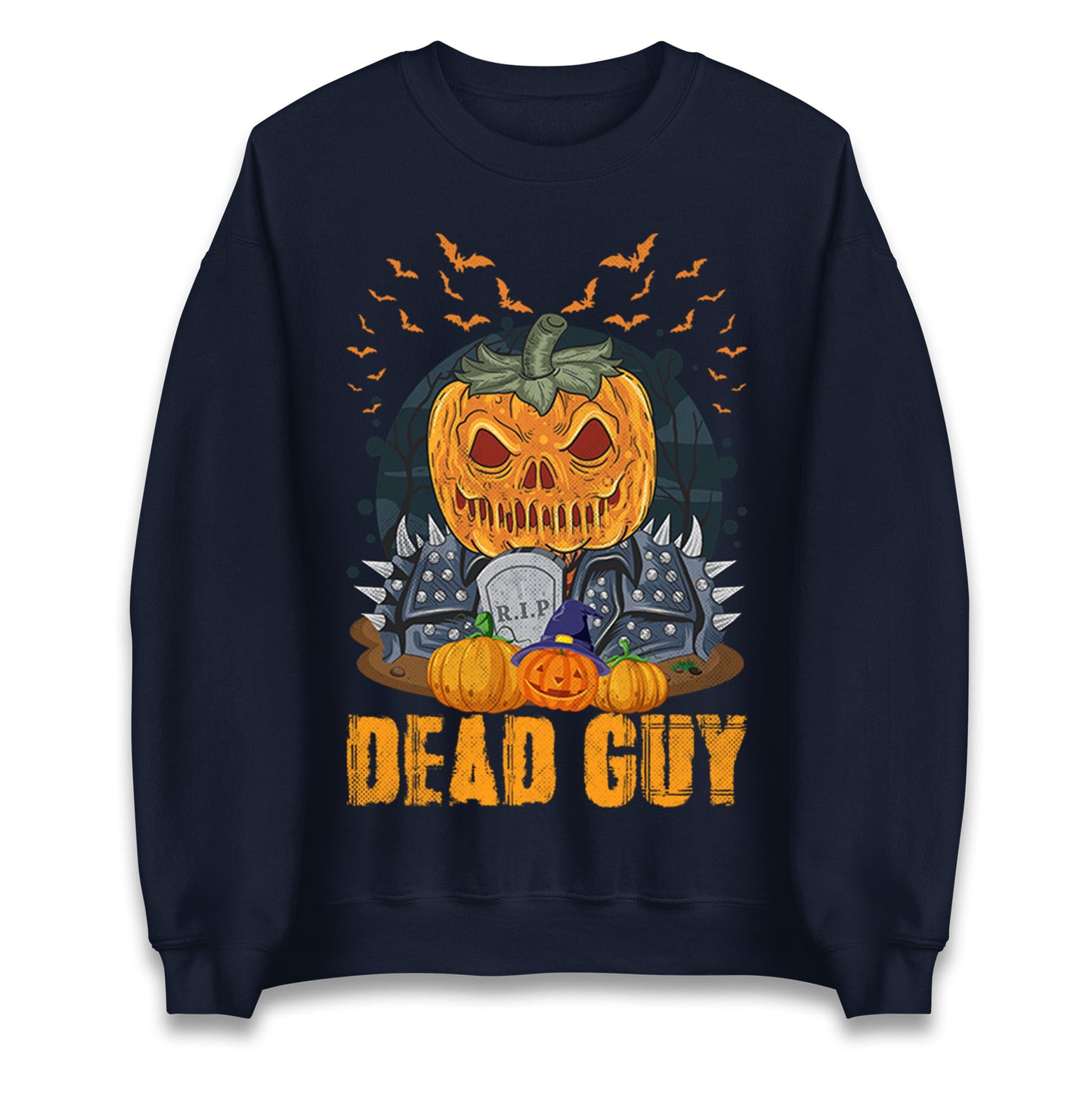 Scary Pumpkin Dead Guy Halloween Sweatshirt
