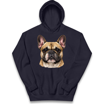 French Bulldog Face Kids Hoodie