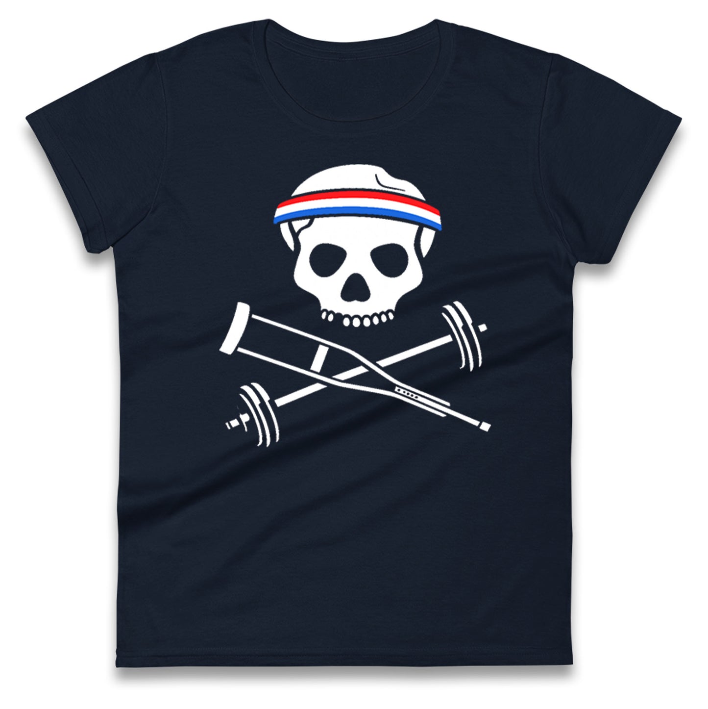 Johnny Knoxville Crutch Barbell & Bones Ladies T Shirt