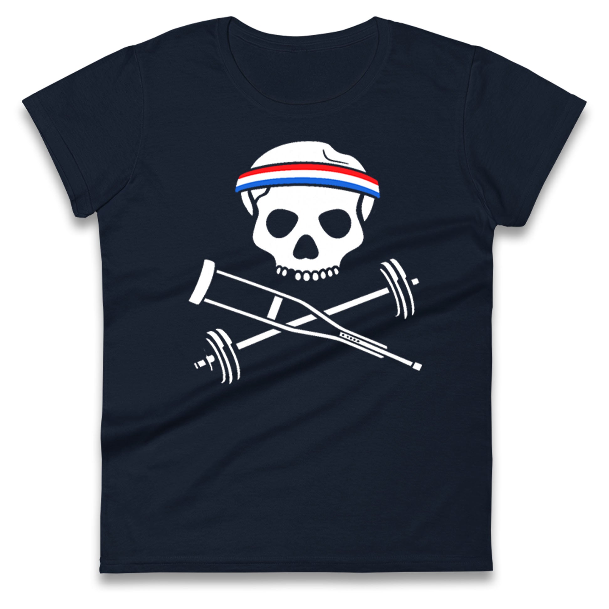 Johnny Knoxville Crutch Barbell & Bones Ladies T Shirt