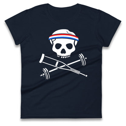 Johnny Knoxville Crutch Barbell & Bones Ladies T Shirt