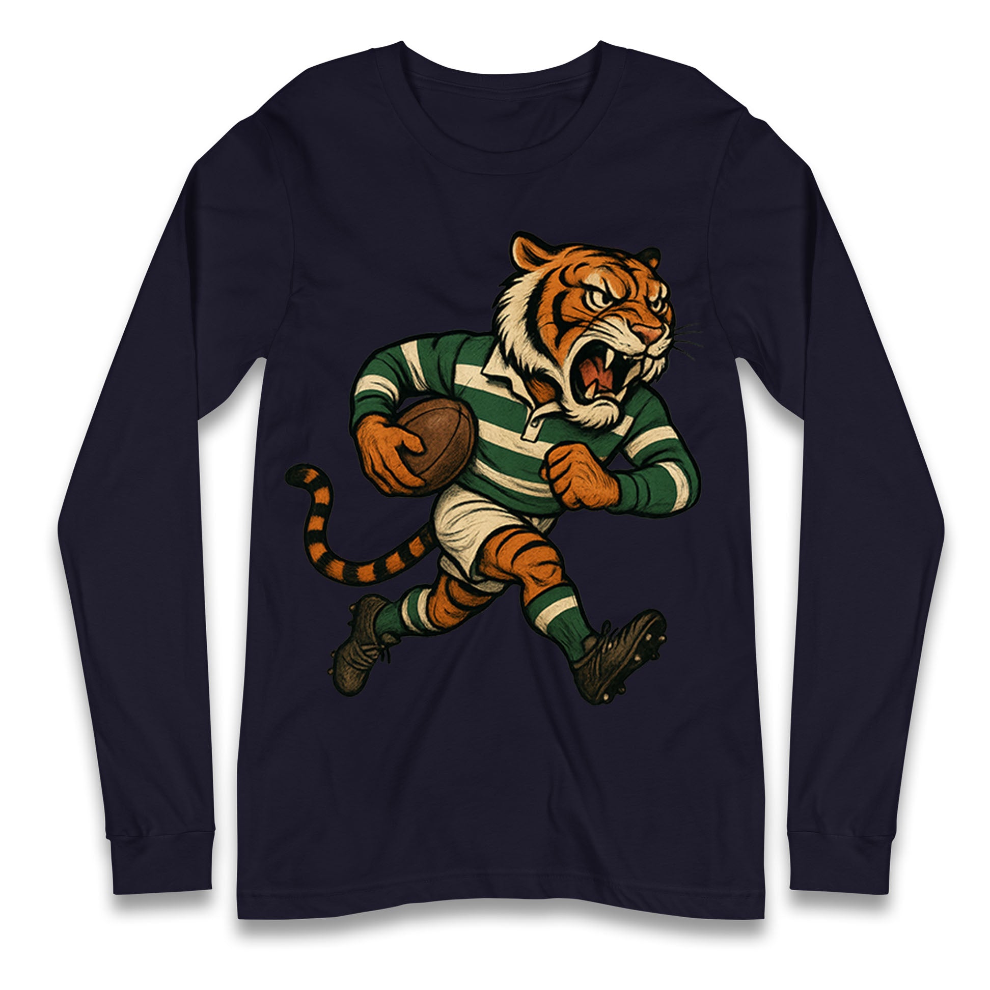 Retro Leicester Tigers Rugby Union Longsleeve T Shirt