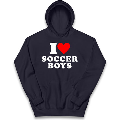 I Love Soccer Boys Kids Hoodie