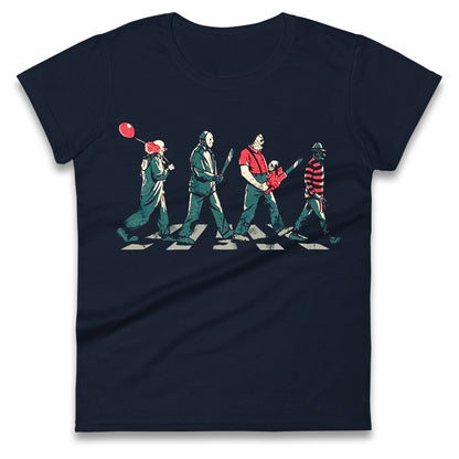 Horror Characters Friends Spoof Halloween Womens t shirt